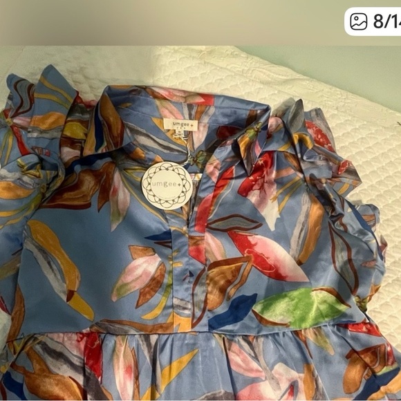 Umgee Light Blue Floral Maxi Dress with Multicolor Print Medium/large - Picture 8 of 11